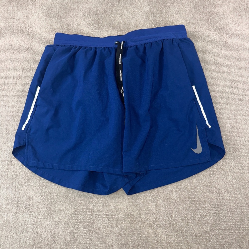 Nike Mens Dri-FIT Running Shorts Blue 5 Inch Inseam Reflective Size M